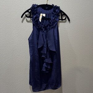 💙 Stunning ADiva Blue Ruffle Neck Sleeveless Blouse – Size M 💙